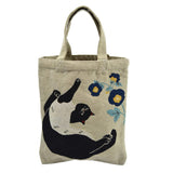 Tote Bag Cat with Flower