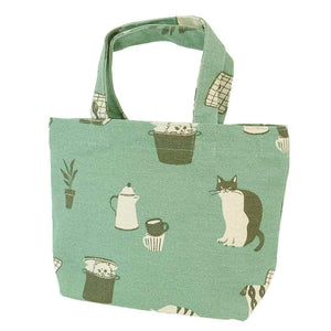Mini Tote Bag Cat Green