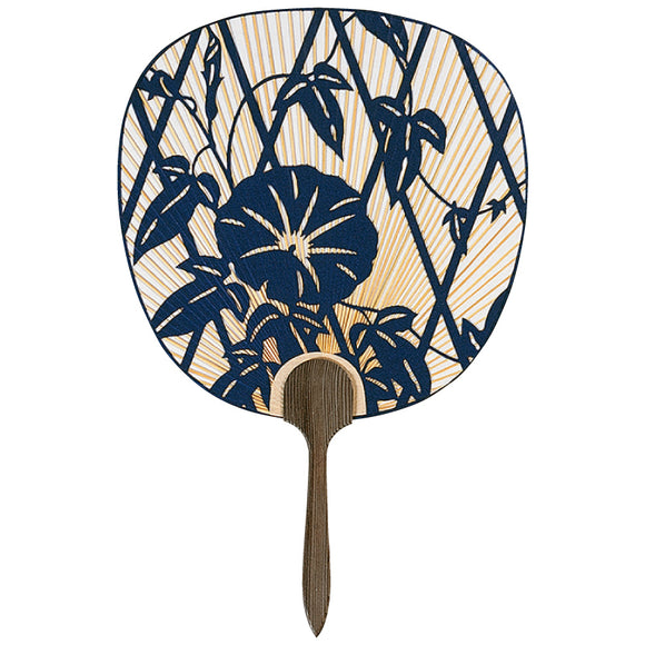 Cedar Washi Uchiwa Fan Asagao Navy