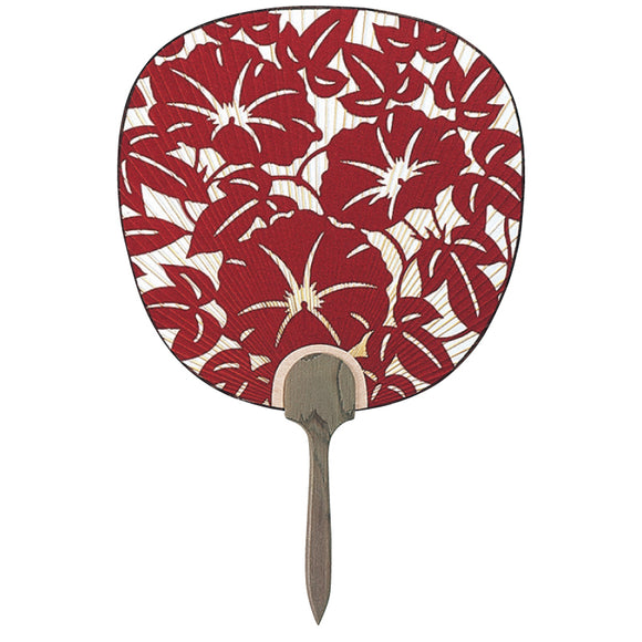 Cedar Washi Uchiwa Fan Asagao Red