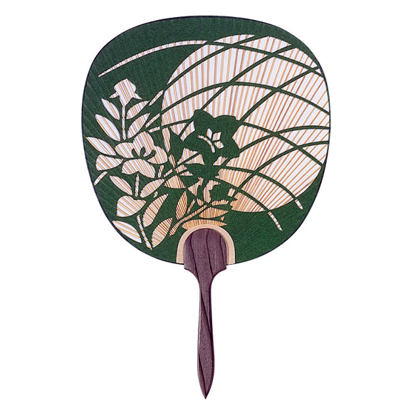 Cedar Washi Uchiwa Fan Kikyo & Moon Green