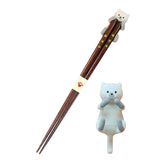 Chopsticks & Chopstick Rest Set Dakko Cat Shamuneko