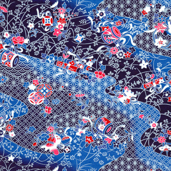 Yuzen Asanoha Plum Blue