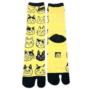 Tabi Socks Cat Face Yellow