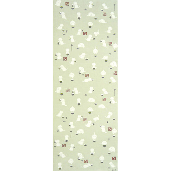 Tenugui Towel Hamamonyo Matcha Cat