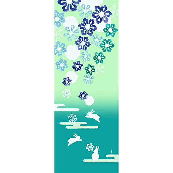 Tenugui Towel Hamamonyo Snow Flower Rabbits