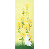 Tenugui Towel Hamamonyo Cat & Rape Blossoms