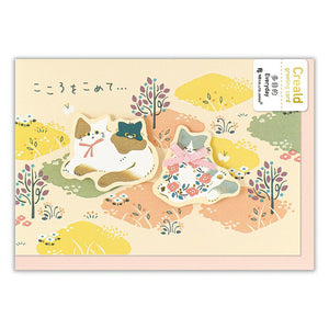 Greeting Card Cats & Flowers