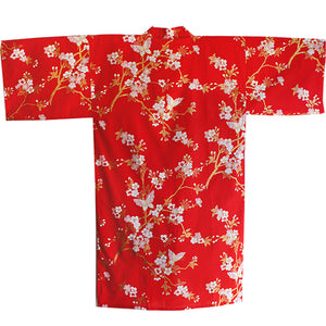 Yukata Robe for Women Sakura and Butterflies Red