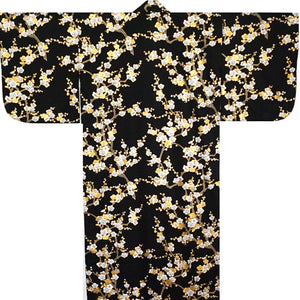 Yukata Robe for Women White Plum Black
