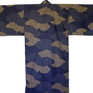 Yukata Robe for Men Cloud Pattern Navy