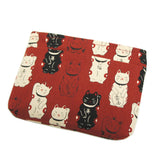 Coin and Card Purse Lucky Cat Red