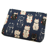 Coin and Card Purse lucky Cat Navy
