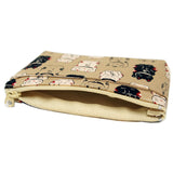 Coin and Card Purse Lucky Cat Beige