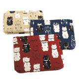 Coin and Card Purse Lucky Cat Beige
