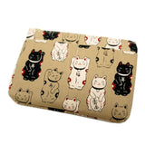 Coin and Card Purse Lucky Cat Beige