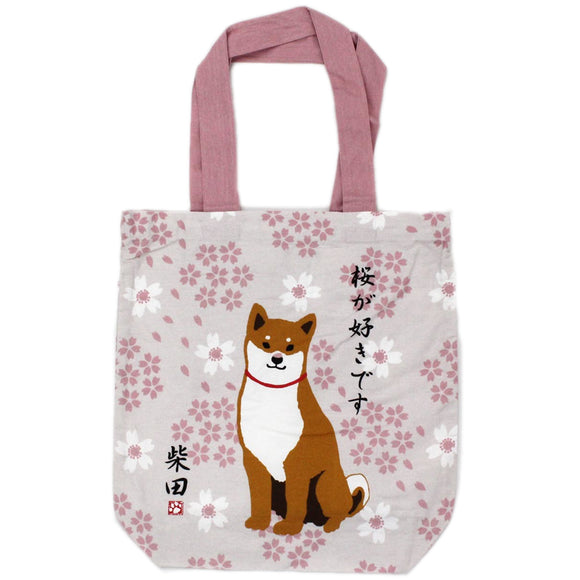 Tote Bag Shiba Dog Shibatasan I love Cherry Blossoms