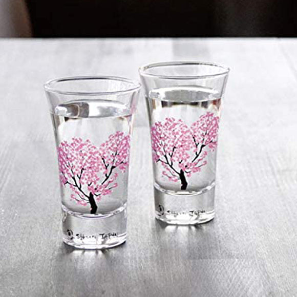 Glass Sake Cup 2pcs Set Sakura Reikan