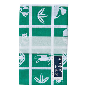 Tenugui Towel Panda Bear Green