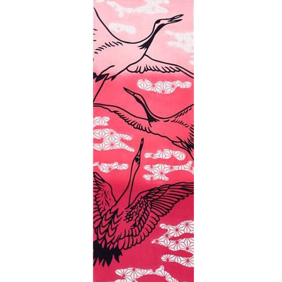 Chusen Tenugui Towel Crane Pink