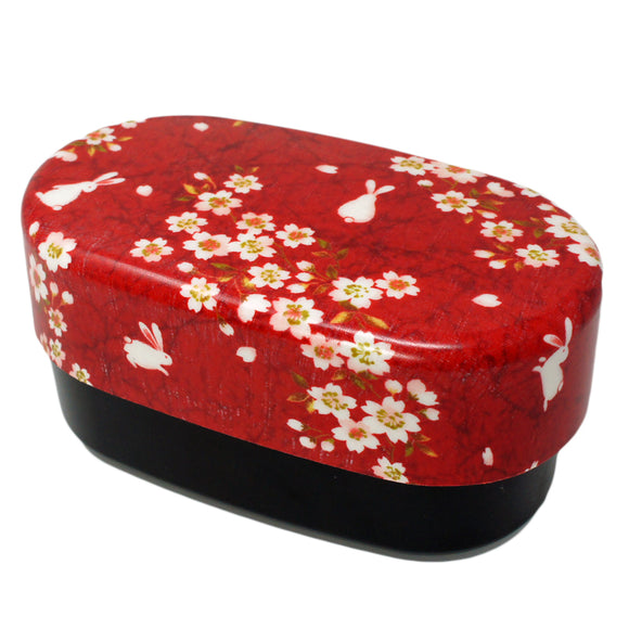 Lunch Box Koban Large Sakura & Rabbit Red