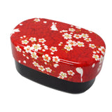 Lunch Box Kaga Koban Sakura & Rabbit Red Small