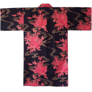 Yukata Robe for Women Flowing Peony Black