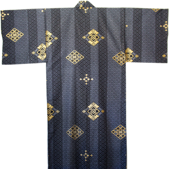 Yukata Robe for Men Gold Diamond Black